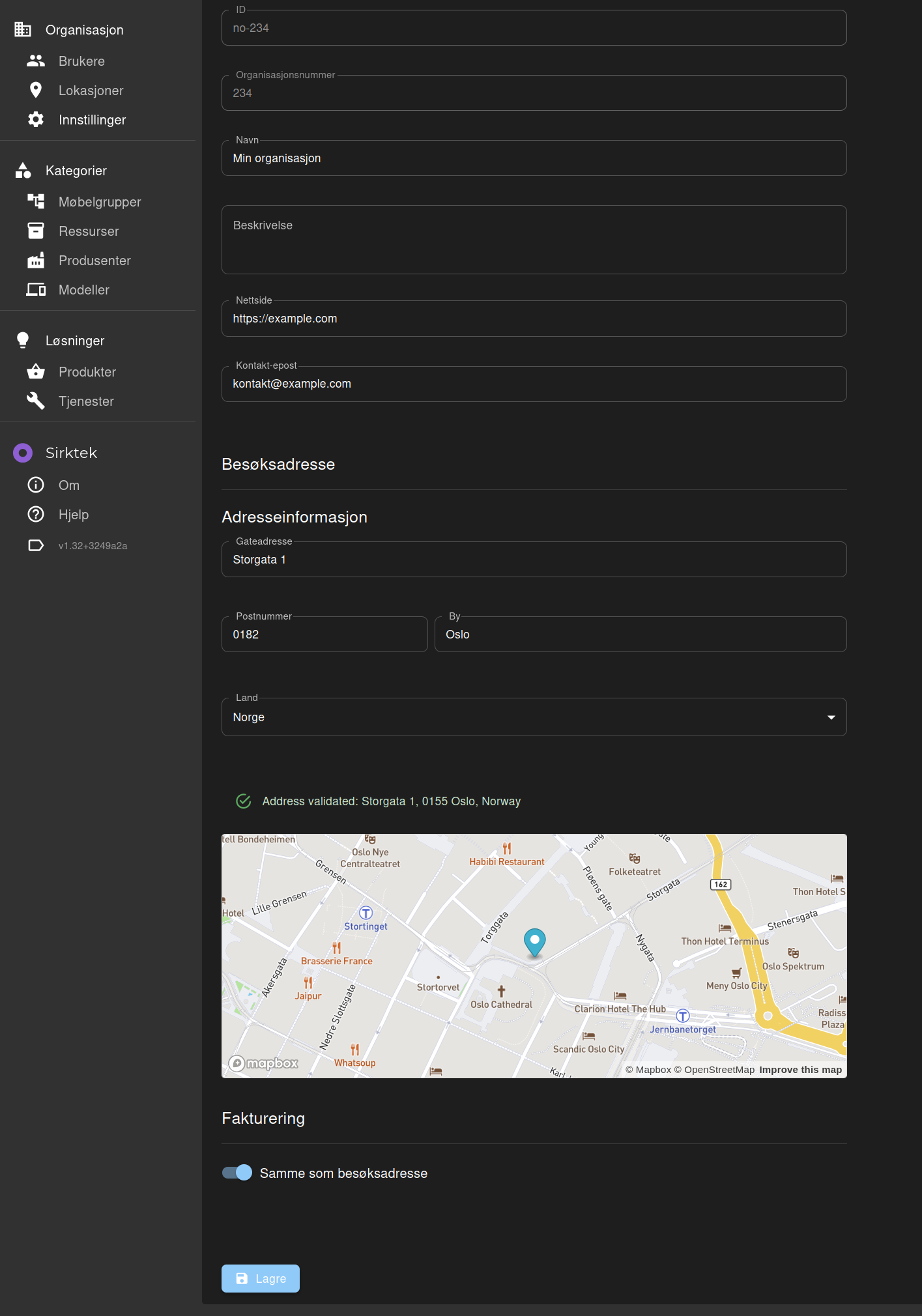 Organisasjonsinnstillinger